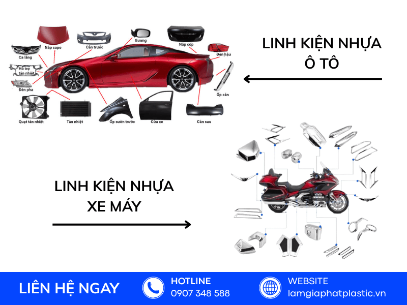 Sản xuất linh kiện nhựa ô tô xe máy theo yêu cầu tại xưởng Lâm Gia Phát TPHCM
