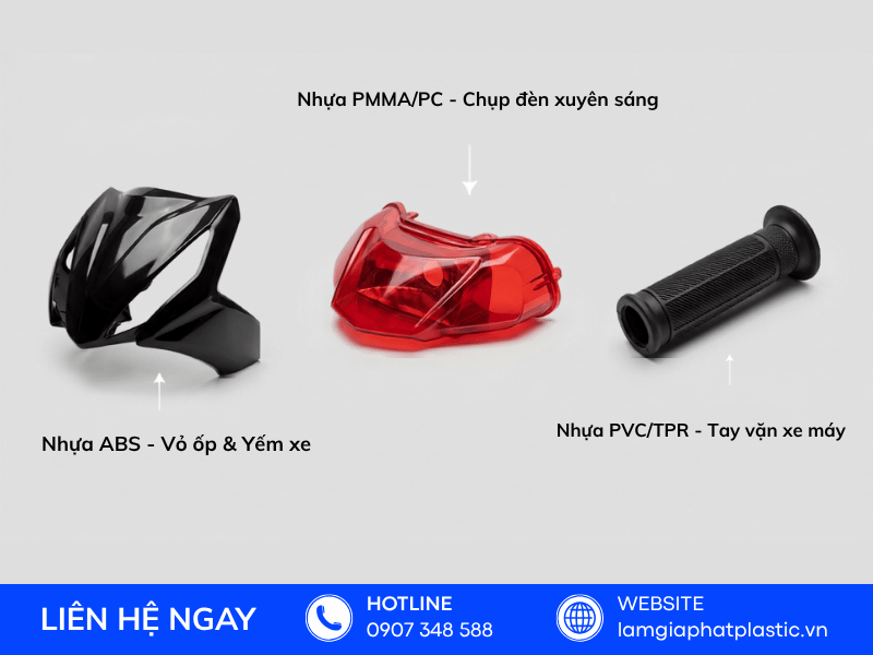 Phân loại nhựa ABS PMMA PVC dùng sản xuất linh kiện nhựa ô tô xe máy